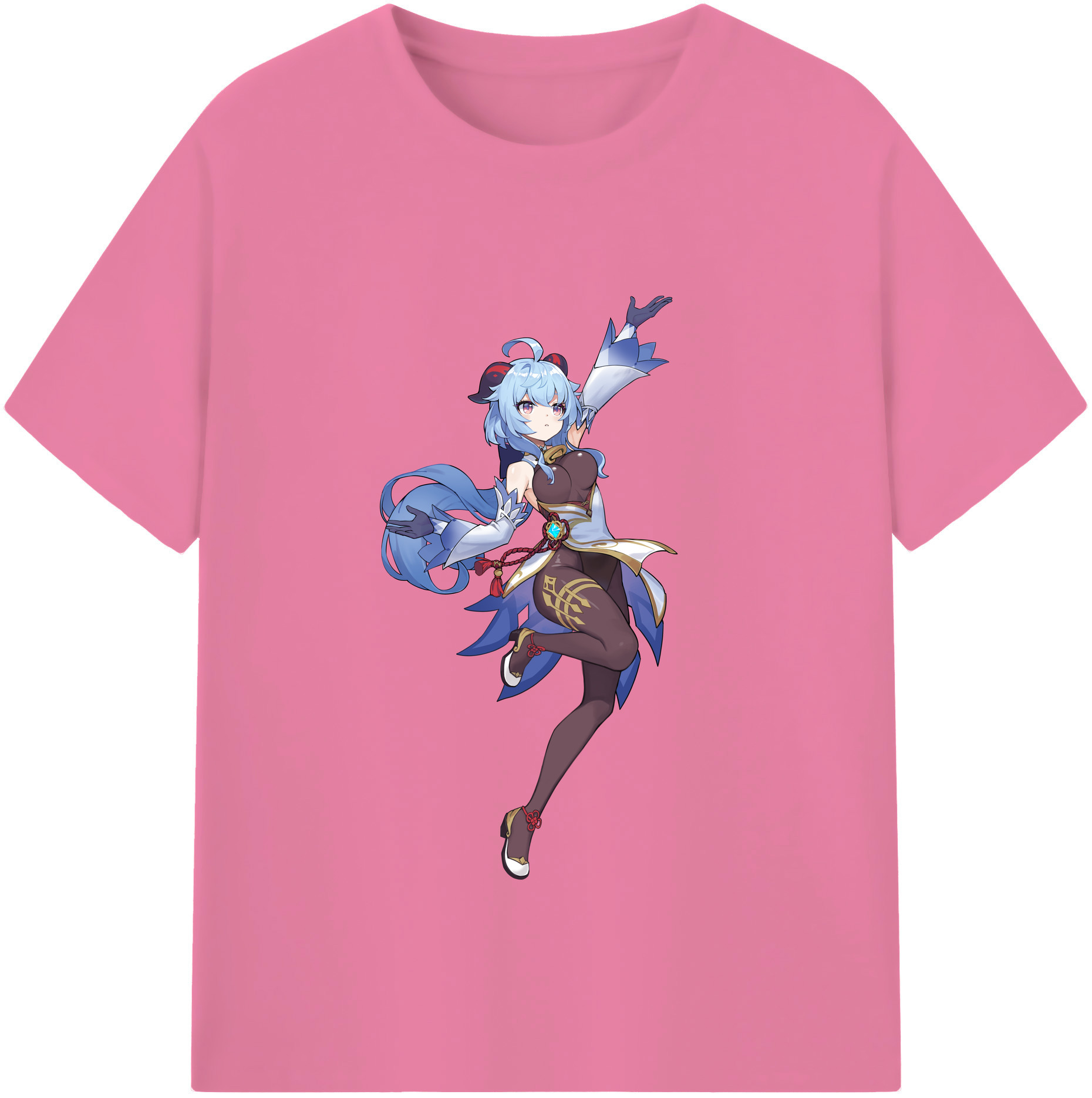 げんし神 甘雨 かんう genshin Ganyu 綿100％半袖Tシャツ（フロントプリント）